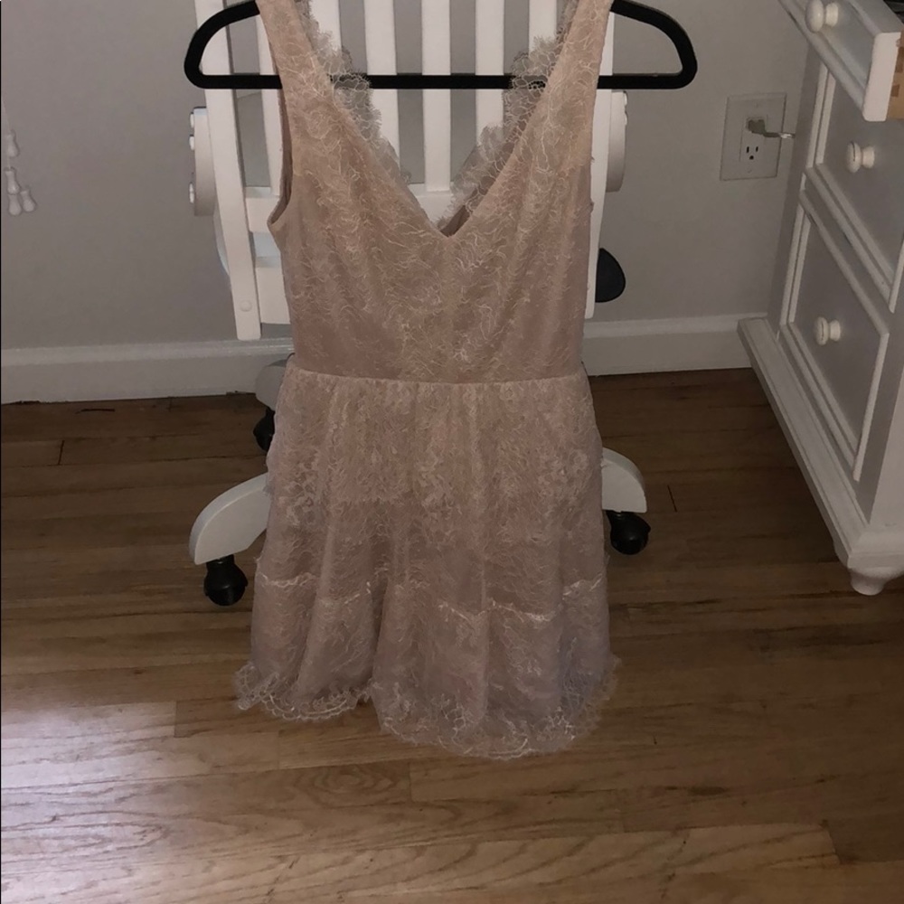 Lace blush cocktail dress